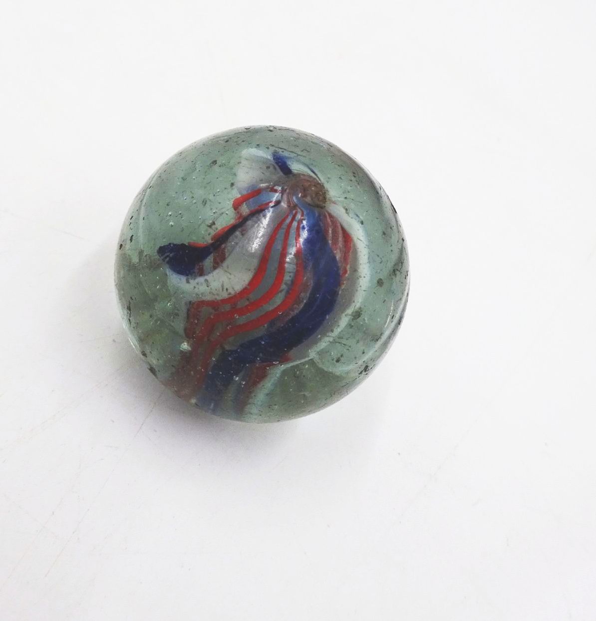 Alte Murmel Glas wohl Lauscha Swirl mit Abriss 34 mm Antik marble