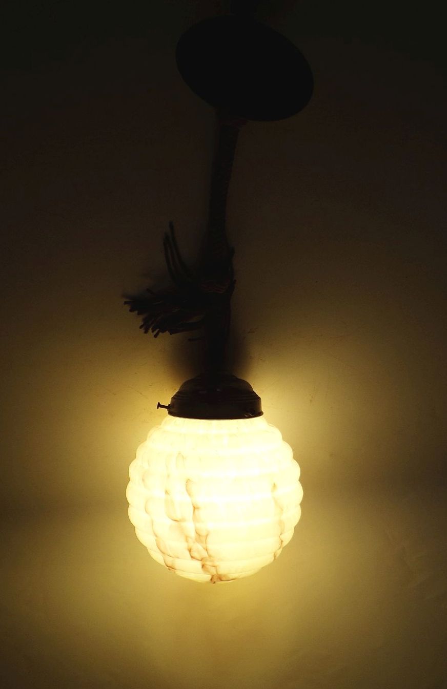 Alte Lampe Art Deco Deckenleuchte Marmor Design 1930 er Vintage Kugelleuchte 