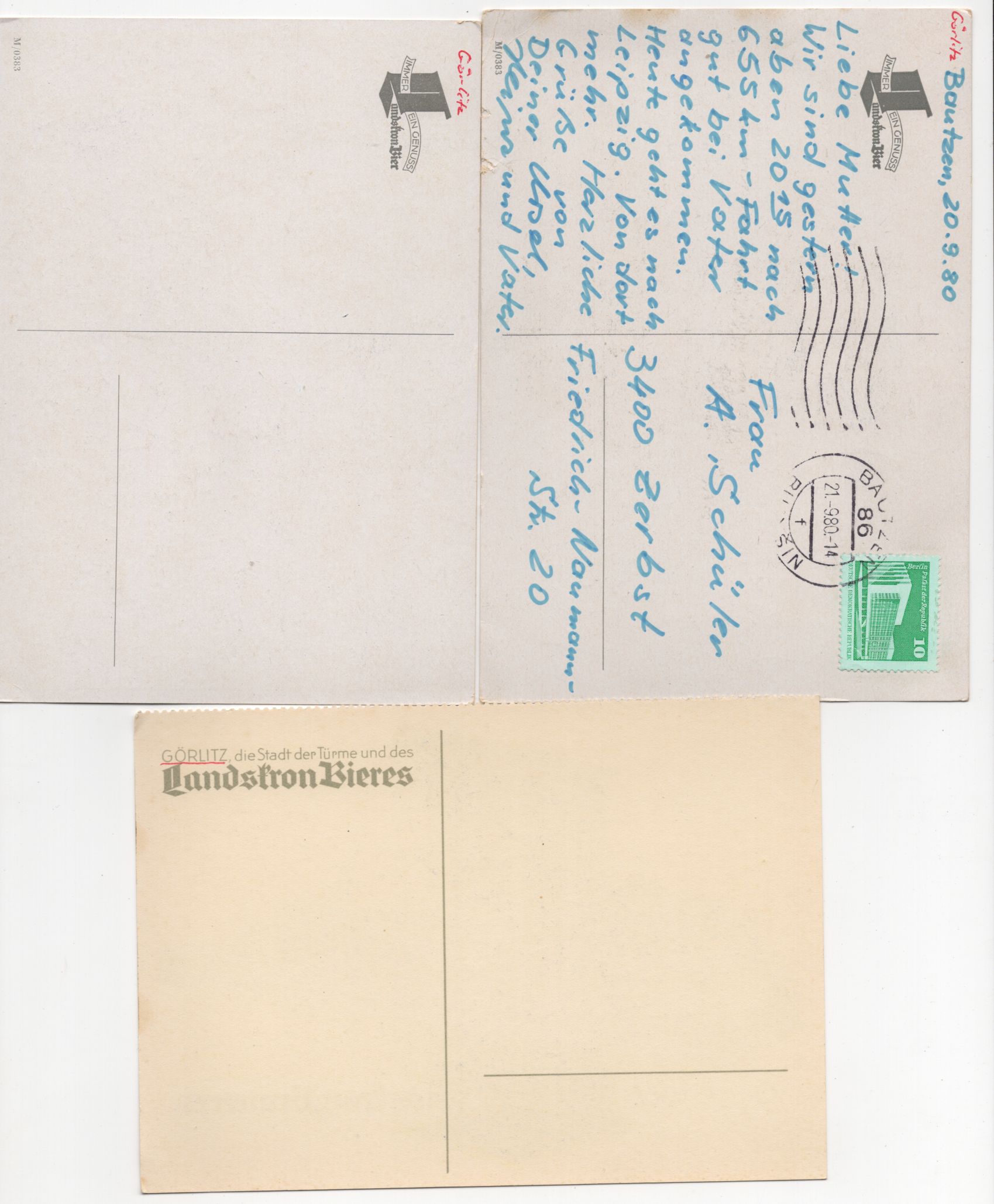 Reklame Ak Landskron Bier Görlitz 3 Stück Werbe Postkarten