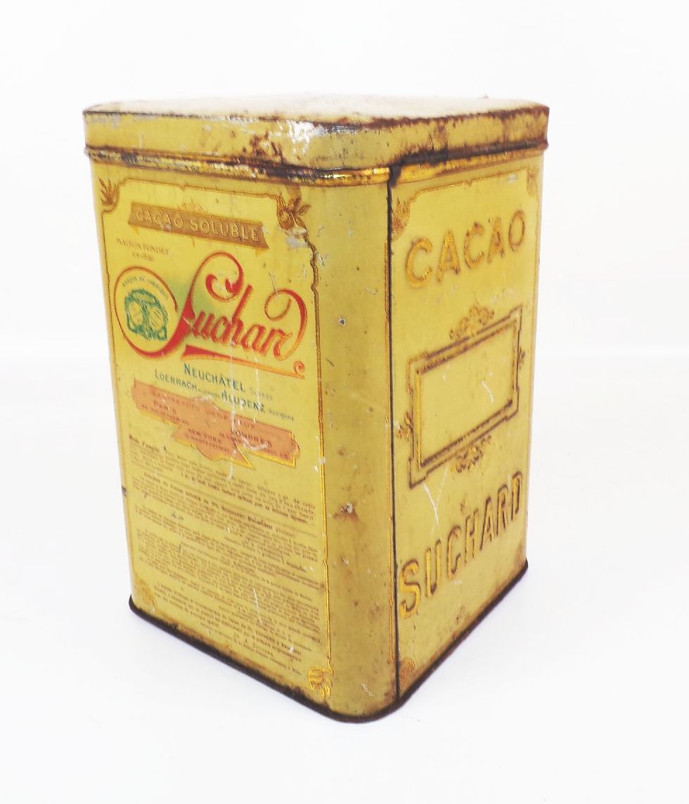 Alte große Blechdose Suchard Cacao um 1900 Kakaodose 