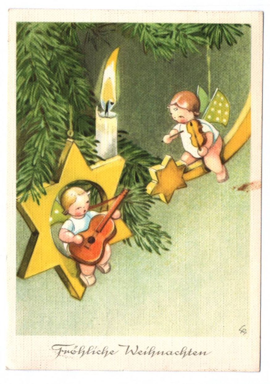 Ak Erzgebirge Engel Fröhliche Weihnachten 1954