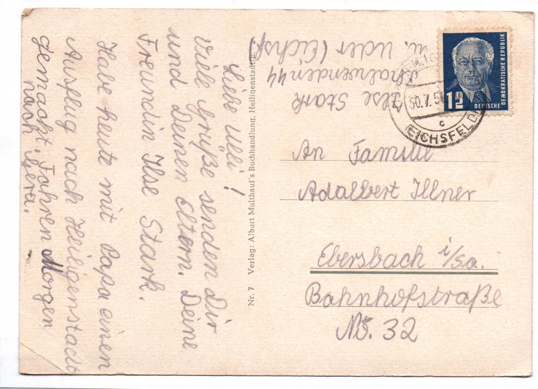Ak Heiligenstadt (Eichsfeld) Untere Wilhelmstraße DDR 1951