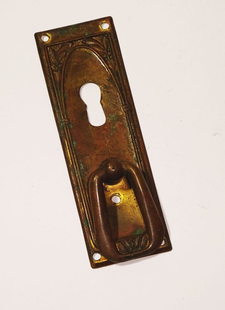 Alter Möbelbeschlag Messing Schlüsselloch um 1910