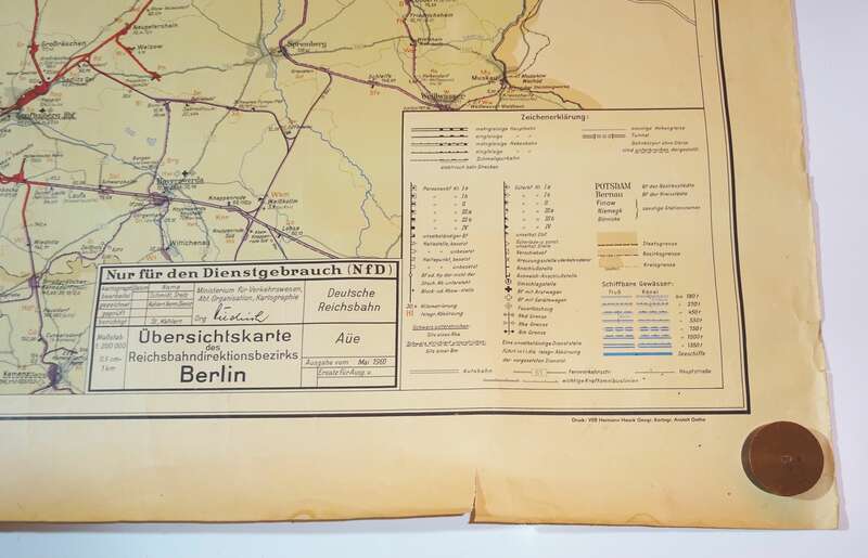 Übersichtskarte Reichsbahn Direktionsbezirk Berlin 1960 Schienennetz DDR