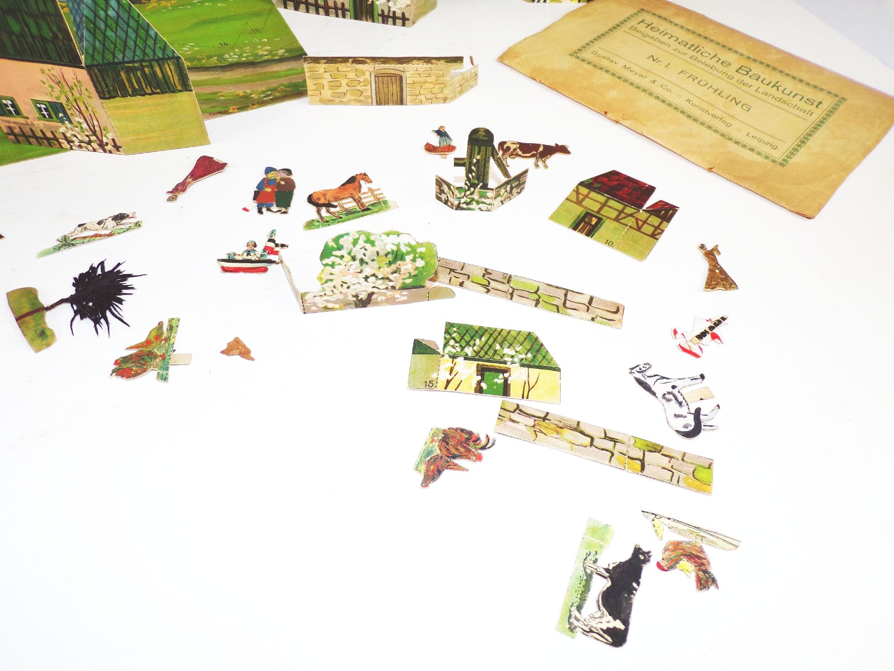 Diorama Frühling Heimatliche Baukunst Gustav Meyer Leipzig 1910 er Lehrmittel 