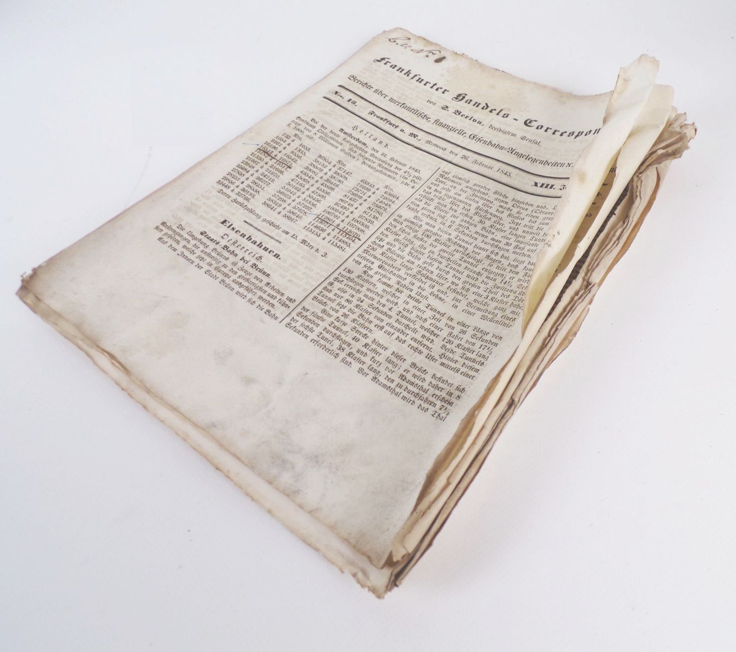 Frankfurter Handels Correspondent Eisenbahn 1839 bis 1845 Zeitung