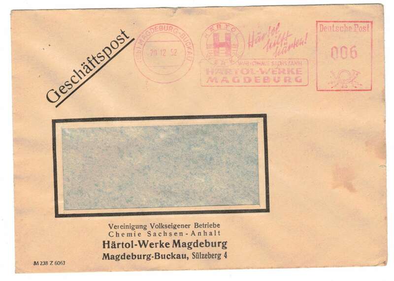 Brief 1952 Härtol Werke Magdeburg Buckau Geschäftspost