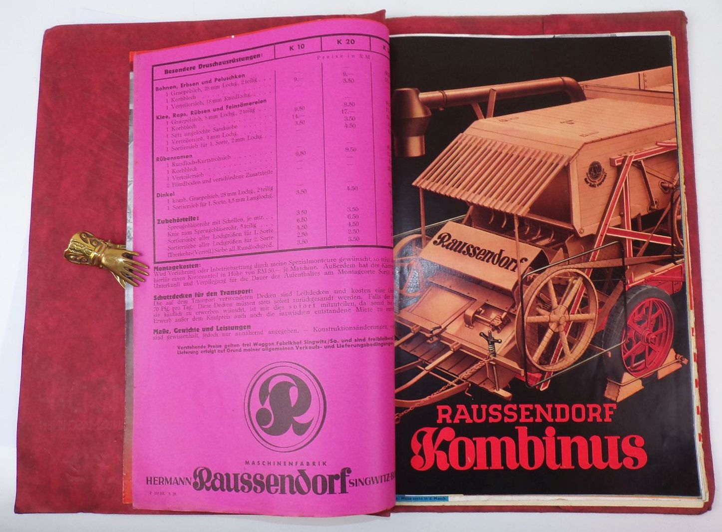 Raussendorf Landtechnik Mappe mit Prospekten um 1935 Reklame Werbung Bauer