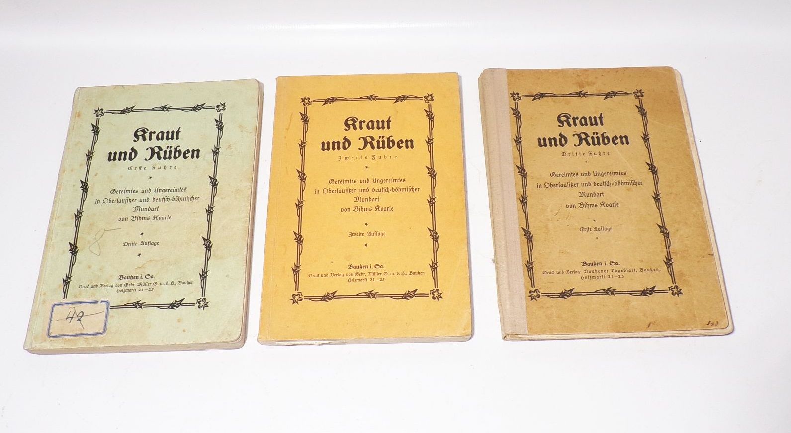 Kraut und Rüben 1 2 3 Fuhre Oberlausitz Mundart EA bis 3 Auflage vor 1945