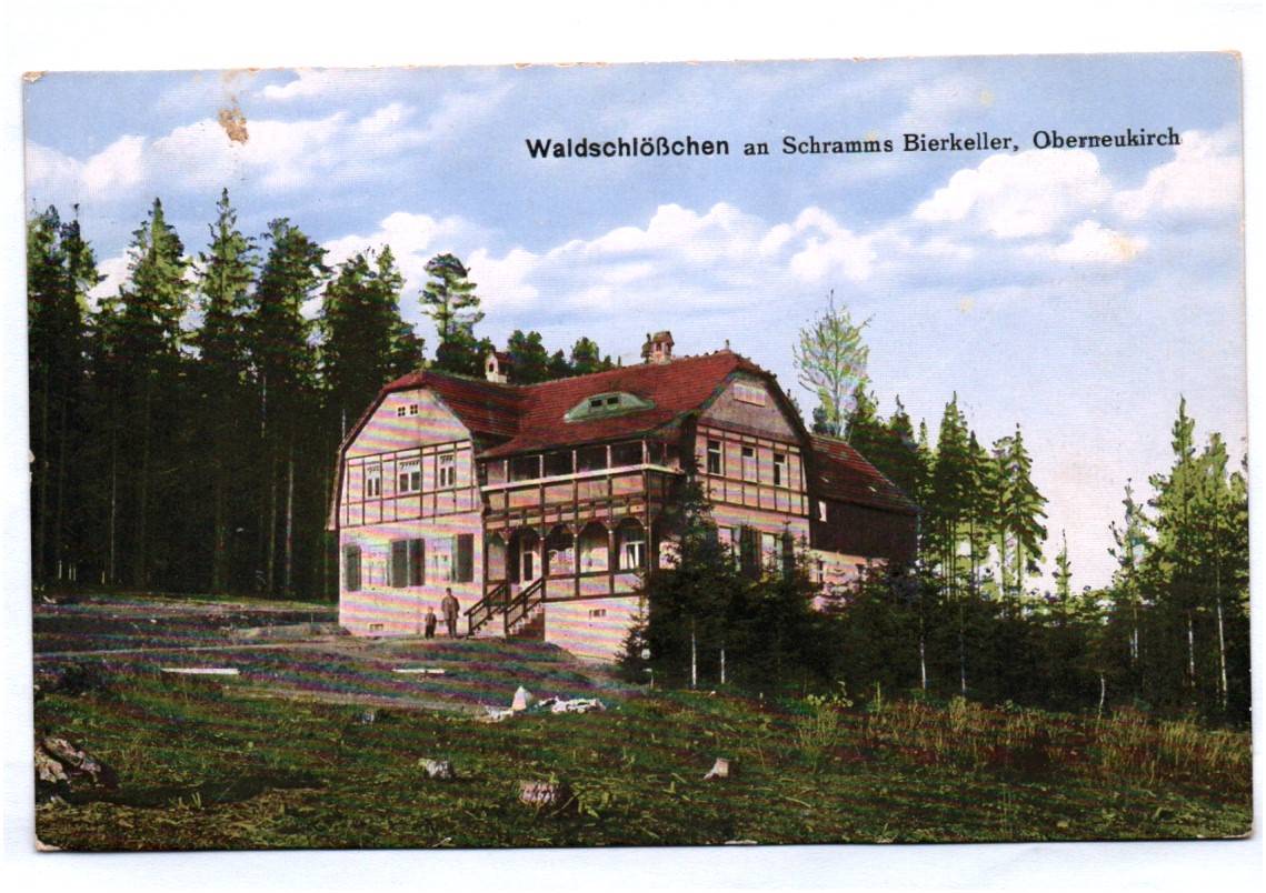 Ak Neukirch Waldschlößchen an Schramms Bierkeller Oberneukirch 1915 Bahnpost Ak Neukirch Waldschlößchen an Schramms Bierkeller Oberneukirch 1915 Bahnpost