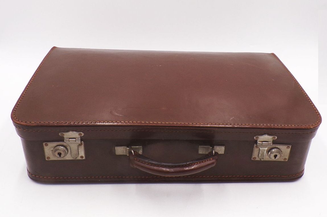 Alter Koffer braun Lederkoffer Reisekoffer Vintage Requisit 