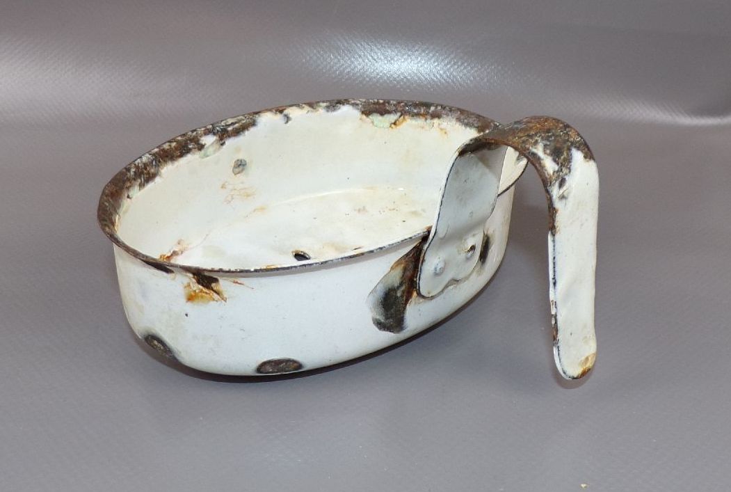 Alte Emaille Seifenschale Email Weiss Shabby Chic 