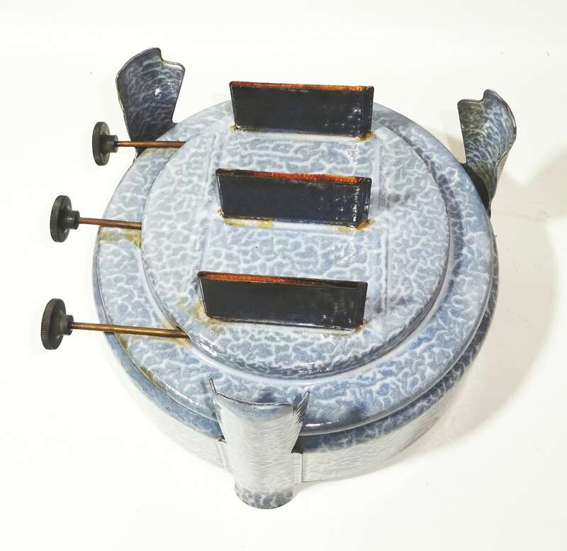 Original XL Haller Kocher Emaille Grau Camping Petroleum Vintage Deko