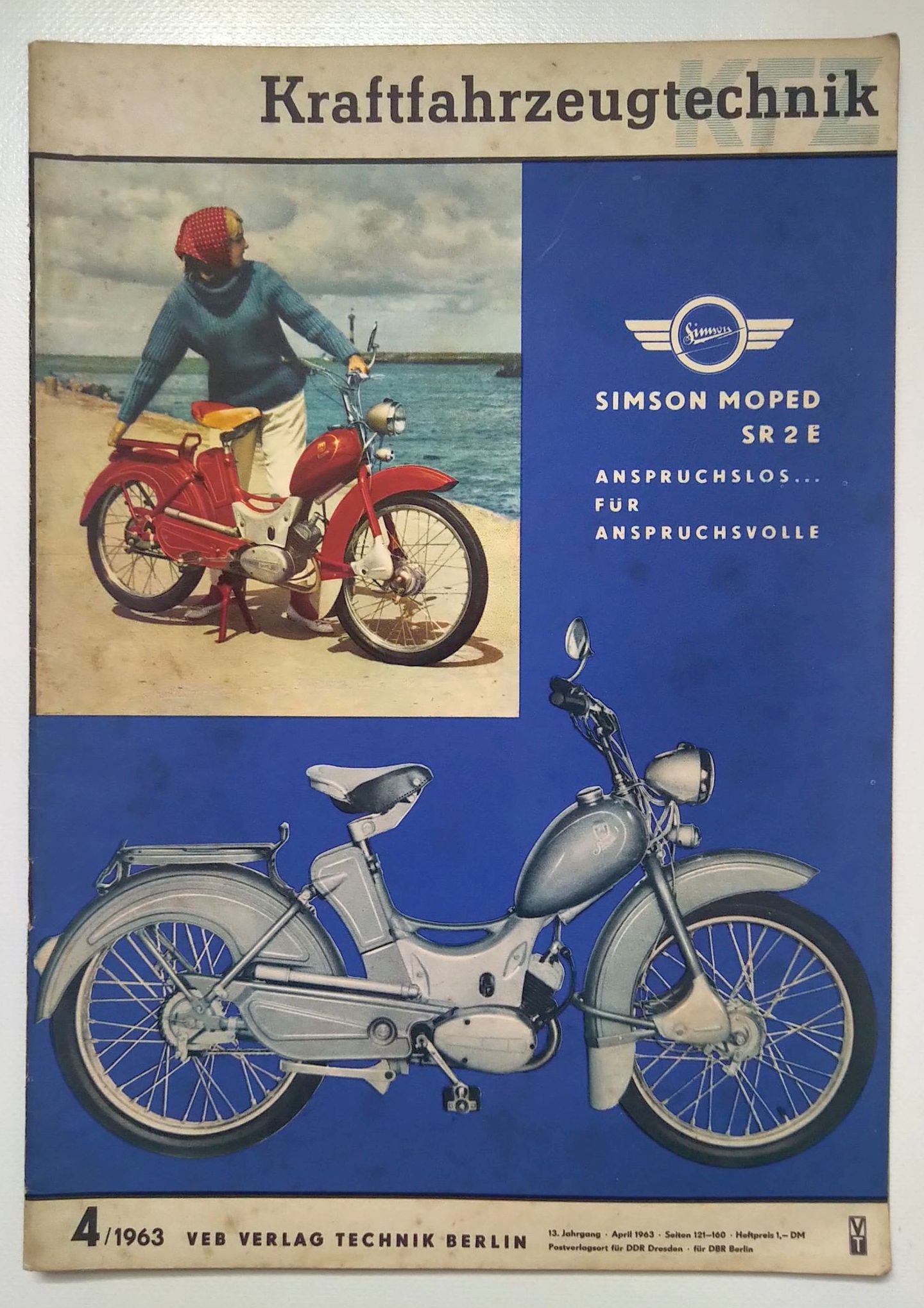 Kraftfahrzeugtechnik Zeitschrift DDR Nr 4 Simson Moped SR 2 E 1963