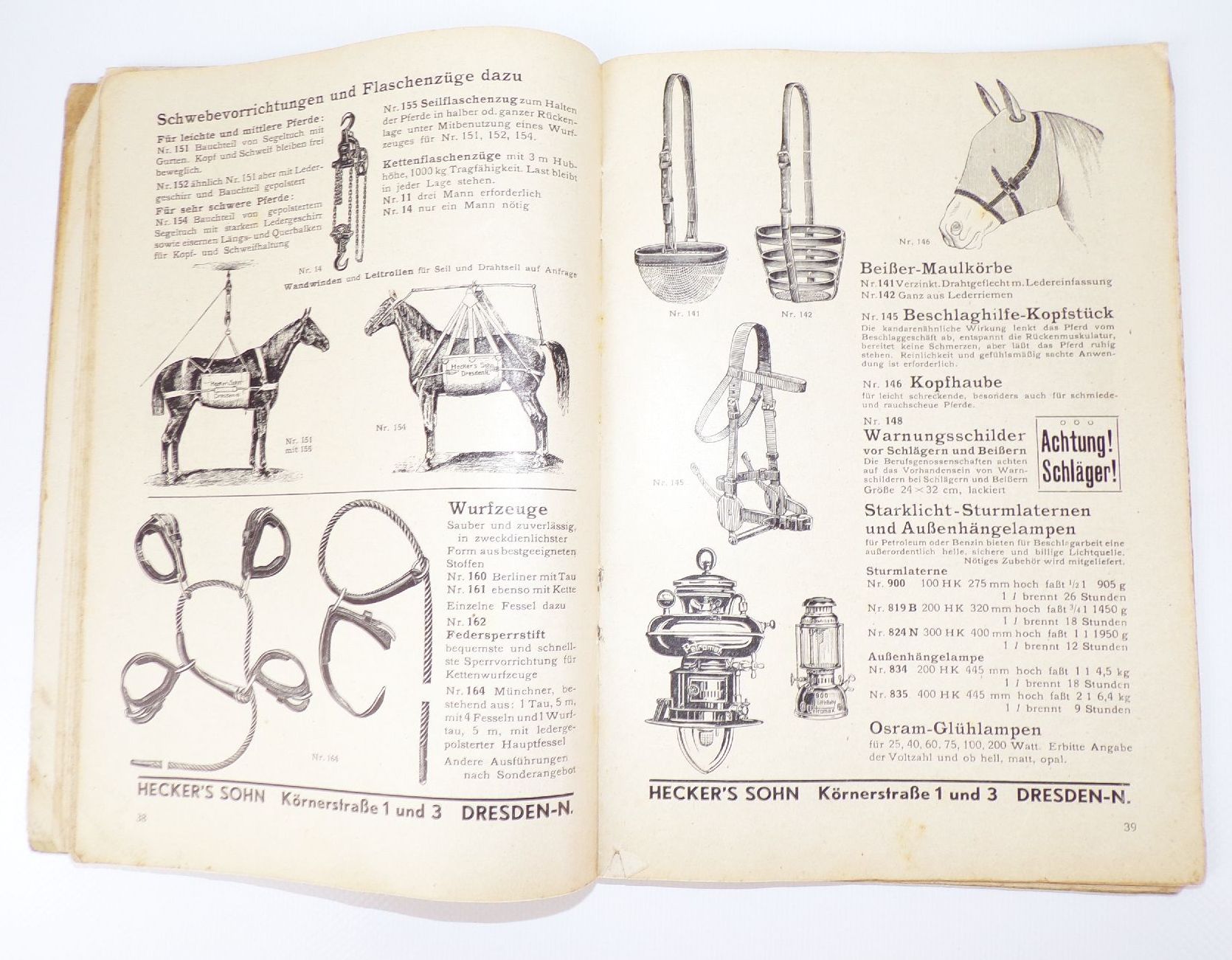 Katalog Hecker Sohn Dresden N6 Hufbeschlag Pferde Pflege Schmied 