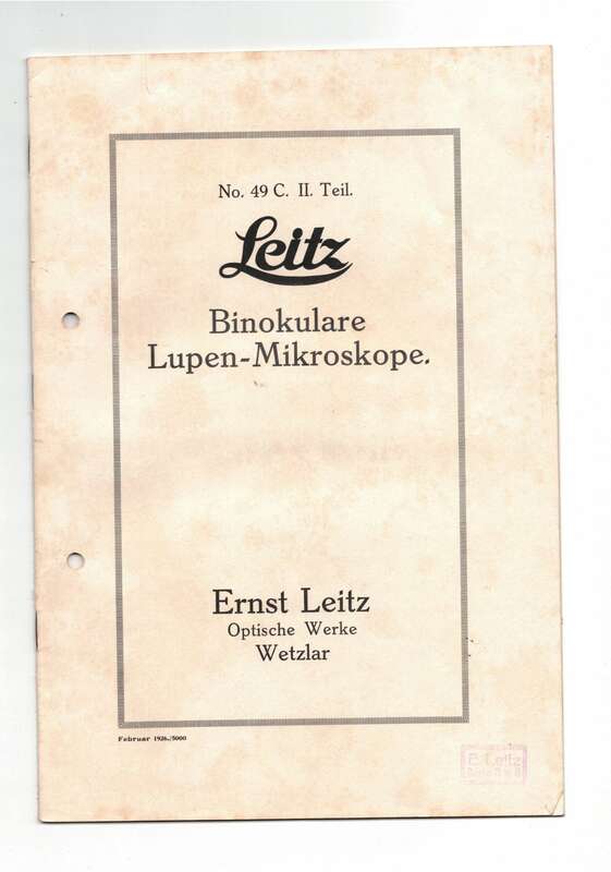 Reklame Prospekt Leitz Wetzlar Binokulare Lupen - Mikroskope 1926 !