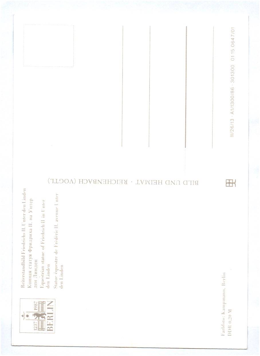 Ansichtskarte Berlin Reiterstandbild Alte Fritz 1986 DDR Friedrich II Unter den Linden Ansichtskarte Berlin Reiterstandbild Alte Fritz 1986 DDR Friedrich II Unter den Linden