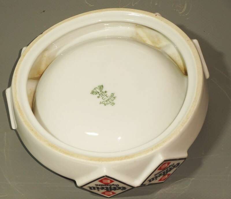 Alter Porzellan Aschenbecher Eckstein Cigaretten Werbung 1930er 