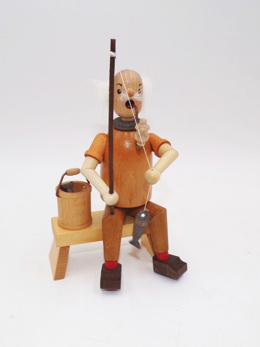 Alter Erzgebirge Räuchermännchen Angler DDR 