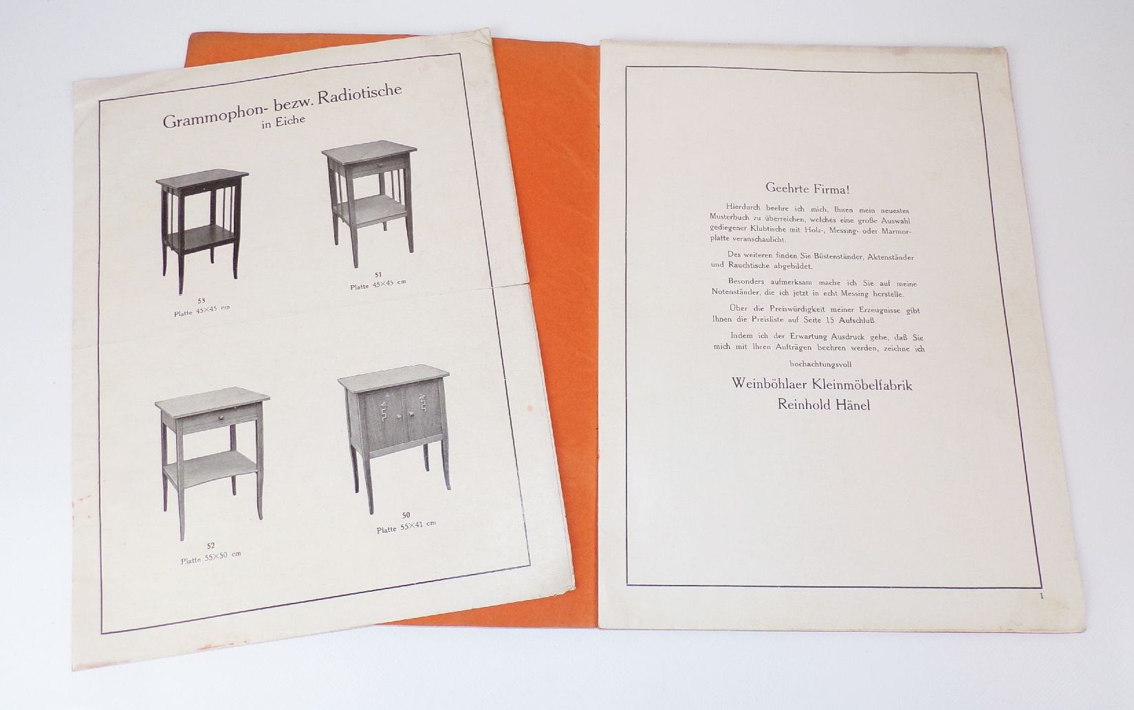 Weinböhla Katalog Kleinmöbel Reinhold Hänel um 1930