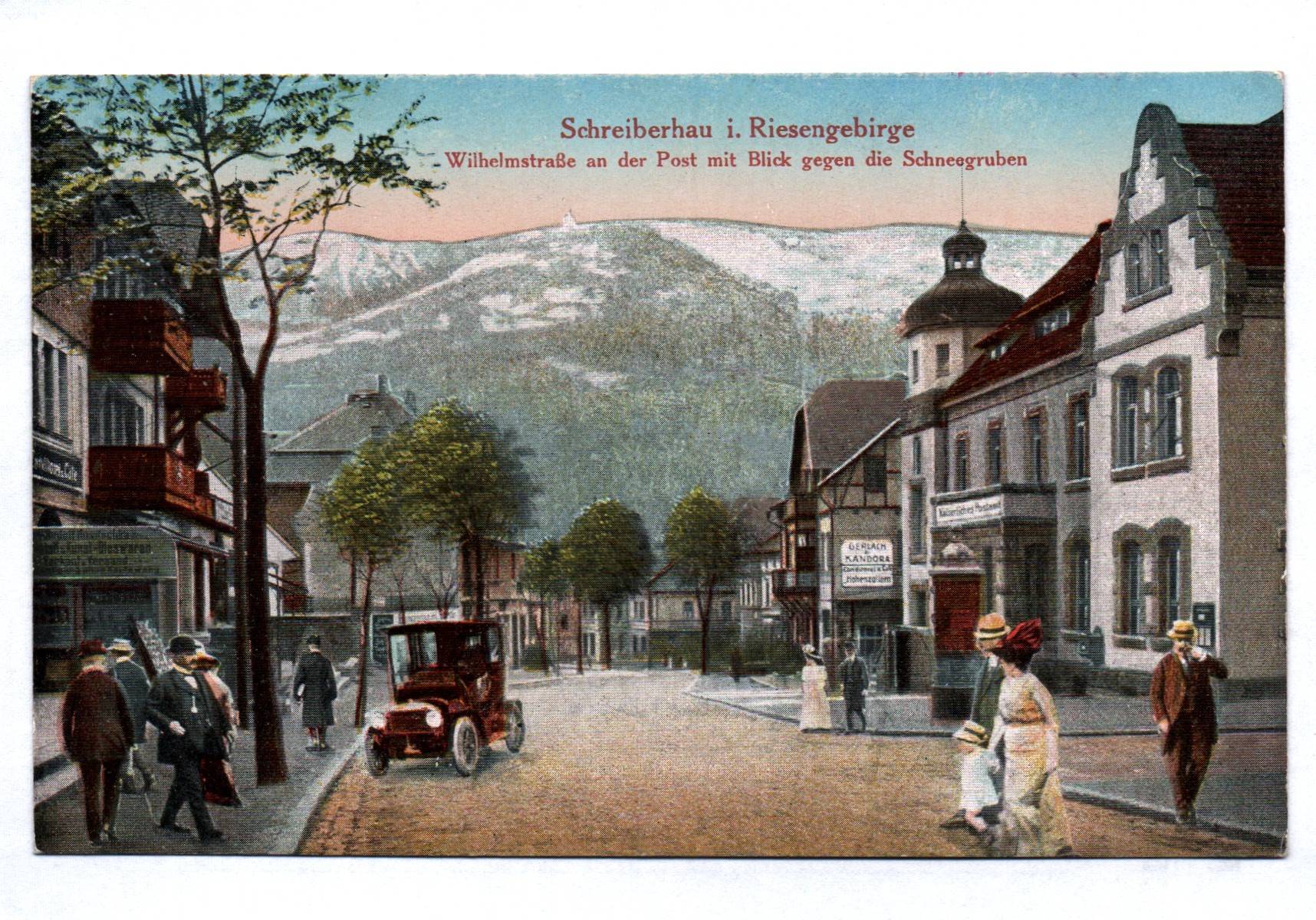 Ak Schreiberhau im Riesengebirge Wilhelmstraße an der Post 