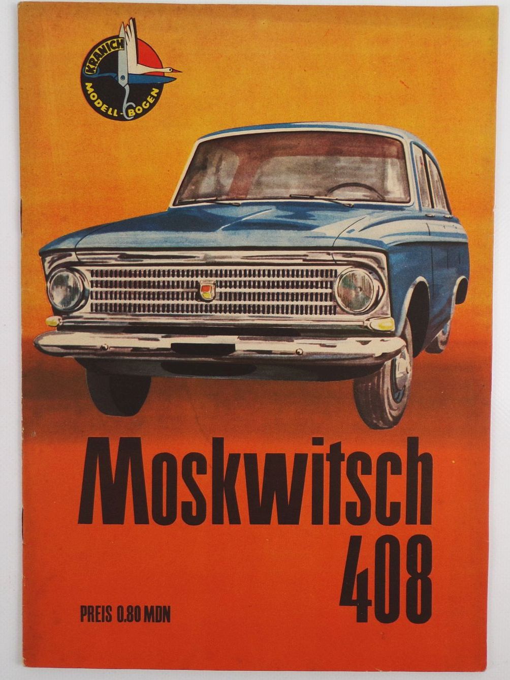 DDR Kranich Modellbogen Moskwitsch 408 Auto Bastelbogen 1966