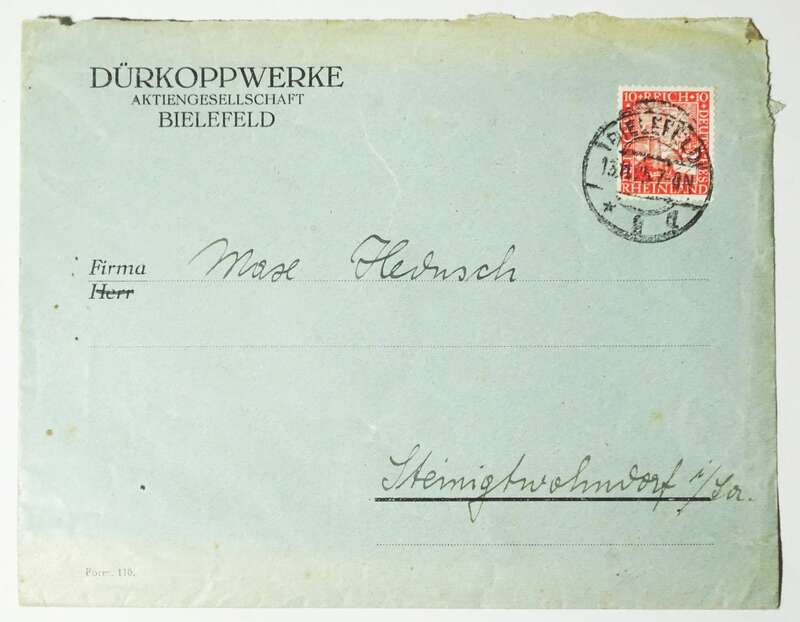 Firmen Brief 1925 Dürkopp Werke Bielefeld Firmenlochung 