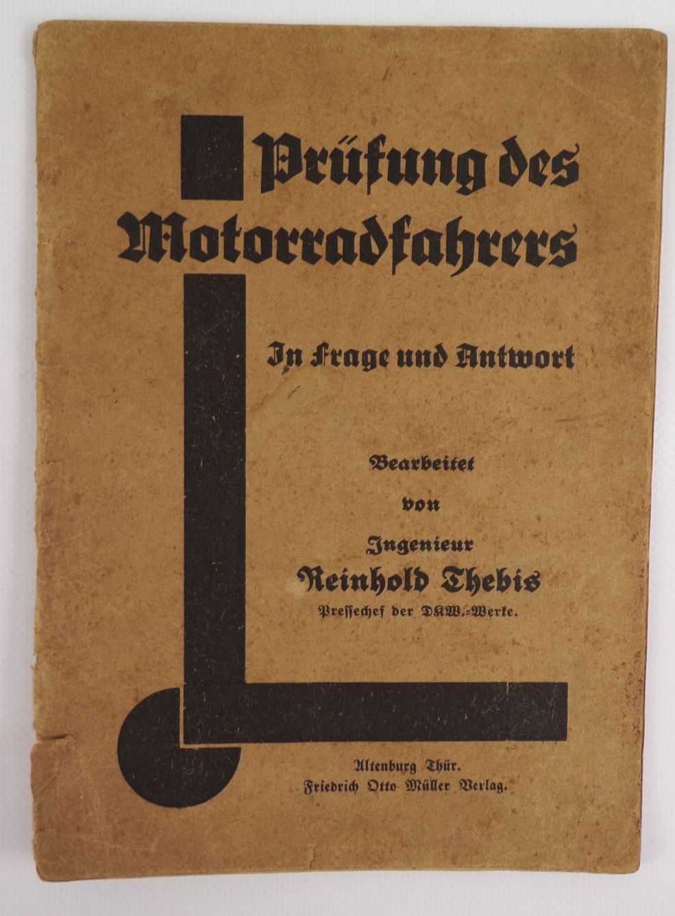 Prüfung des Motorradfahrers Reinhold Thebis 1928 Oldtimer Prüfung des Motorradfahrers Reinhold Thebis 1928 Oldtimer