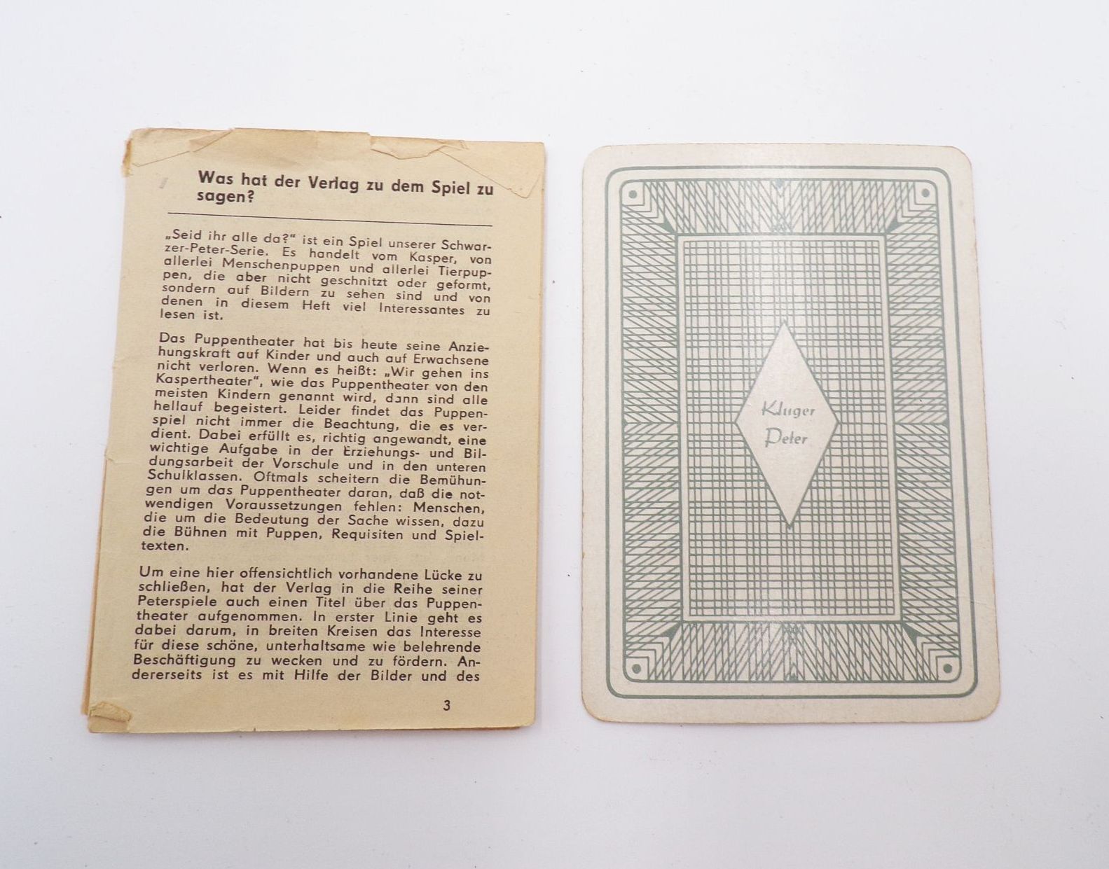 DDR Kartenspiel Seid Ihr alle da Schwarzer Peter Kasperle 1963 Erler Reichold
