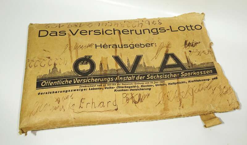 Altes Reklame Spiel ÖVA Versicherung 1 x 1 Dresden Legespiel 1930er 