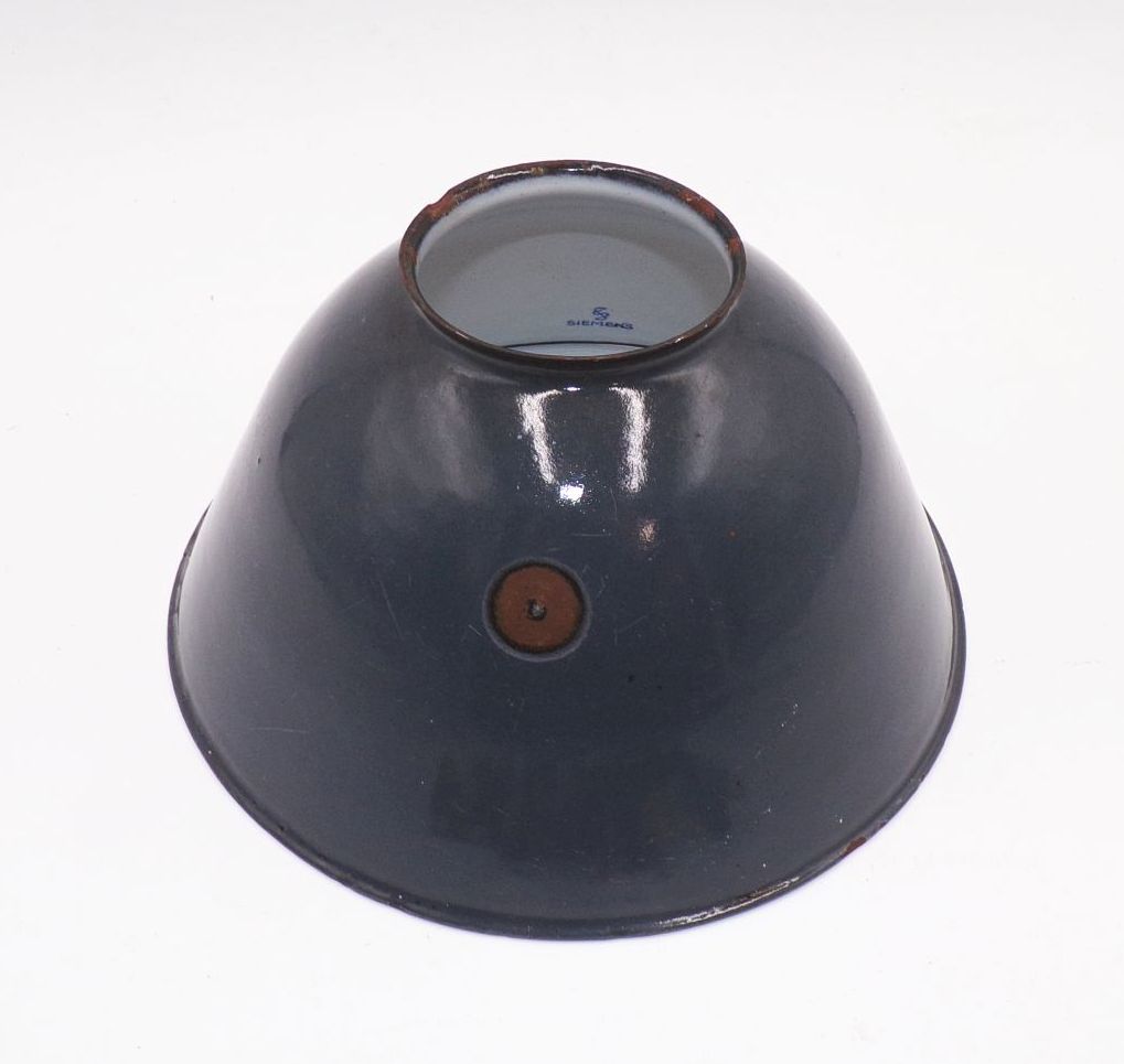 Alter Siemens Emaille Lampenschirm Grau Weiß Email Industrie Design