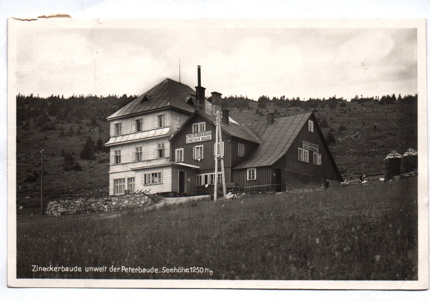Echtfoto Ak Zineckerbaude unweit der Peterbaude Riesengebirge