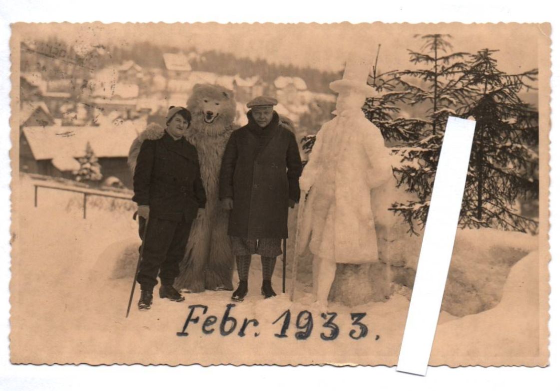 Fotografie Ak Eisbär Ober Schreiberhau 1933 Riesengebirge Eisfigur Fotografie Ak Eisbär Ober Schreiberhau 1933 Riesengebirge Eisfigur