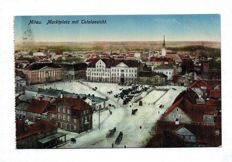 Ak Mitau Marktplatz mit Totalansicht Feldpostkarte 1917