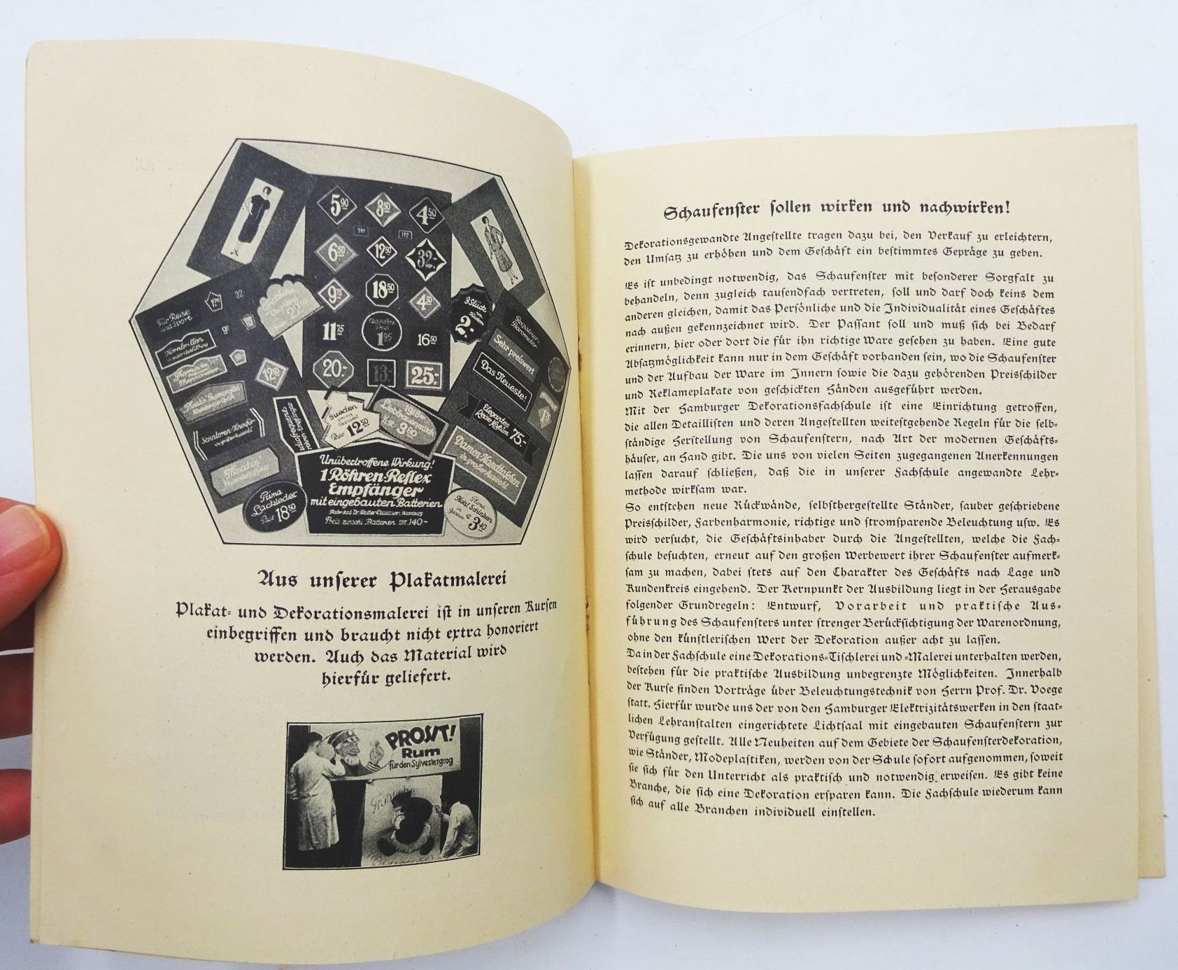 Alter Papierkram Hamburger Dekorations Fachschule Werbung 1927 Alter Papierkram Hamburger Dekorations Fachschule Werbung 1927