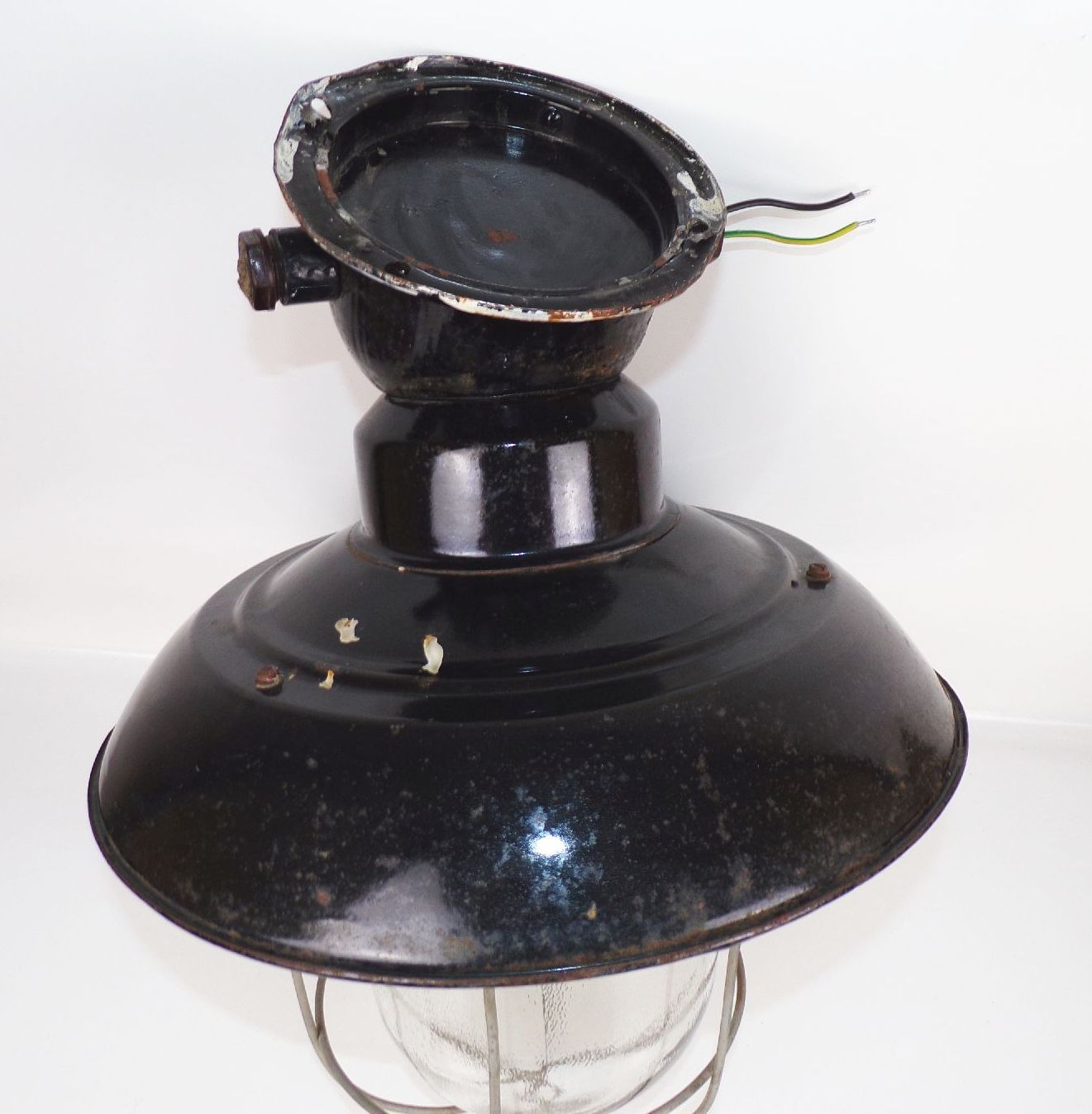 Fabriklampe Emaille Schwarz Rund Gitter Deckenleuchte Loft Industrie Fabriklampe Emaille Schwarz Rund Gitter Deckenleuchte Loft Industrie