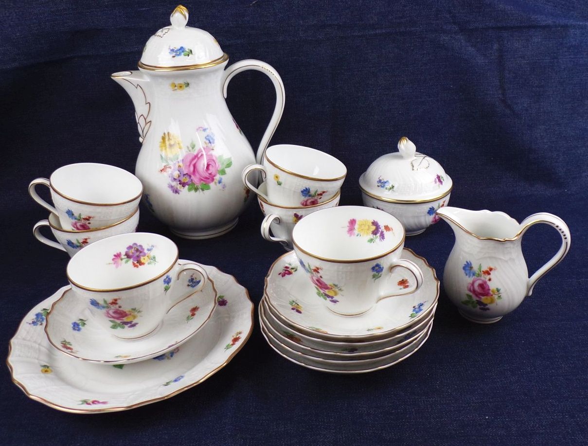 Kaffeeservice Hutschenreuther Dresden Blumen Dekor Altes Porzellan 