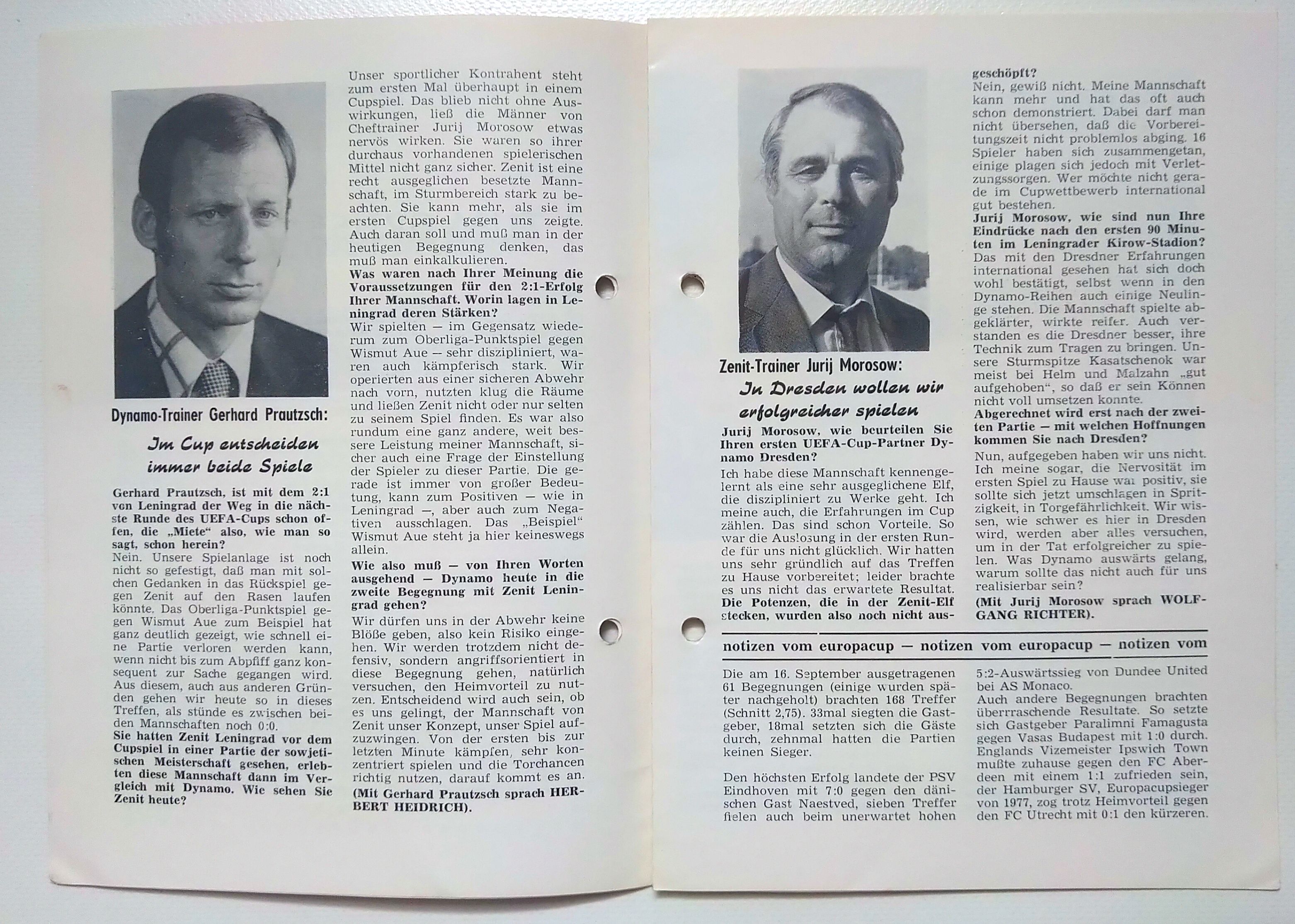 Fußball Programmheft 1981 Zenit Leningrad - Dynamo Dresden