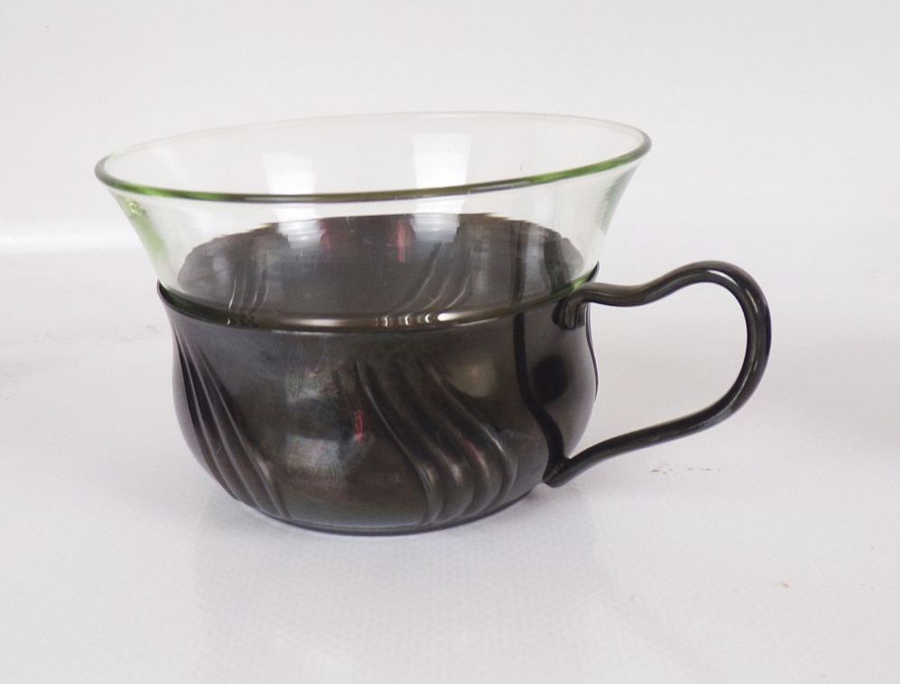 Alte Hutschenreuther Teegläser Alpacca Jenaer Glas Art Deco 6 StückTeeglas Alte Hutschenreuther Teegläser Alpacca Jenaer Glas Art Deco 6 StückTeeglas