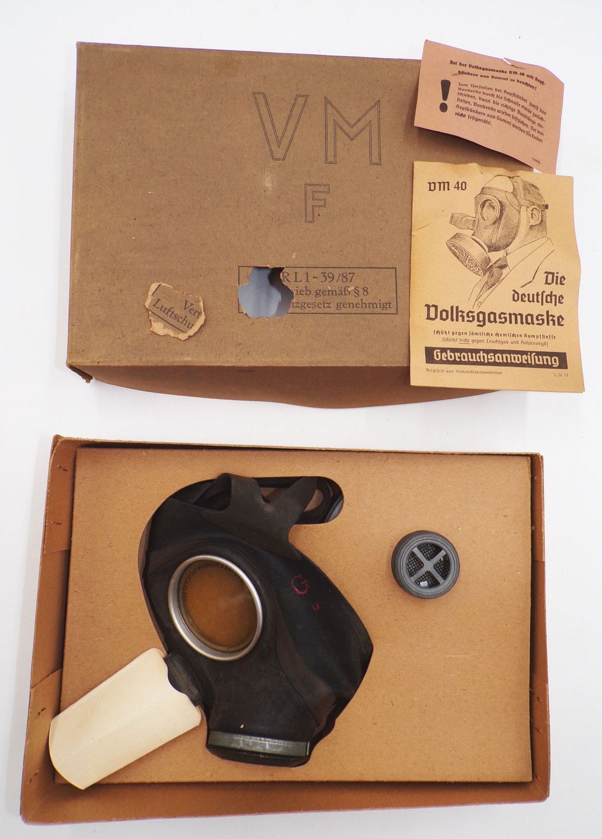 Volksgasmaske 2 Wk Gasmaske unbenutzt Originalkarton WW2