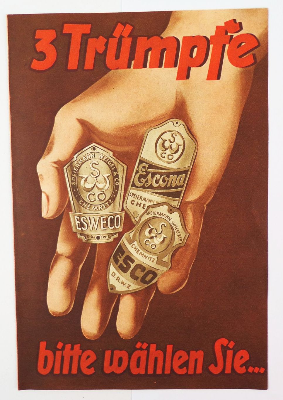 Werbe Prospekt Esweco Fahrräder Speiermann Weigel u Co Chemnitz um 1935 Fahrrad