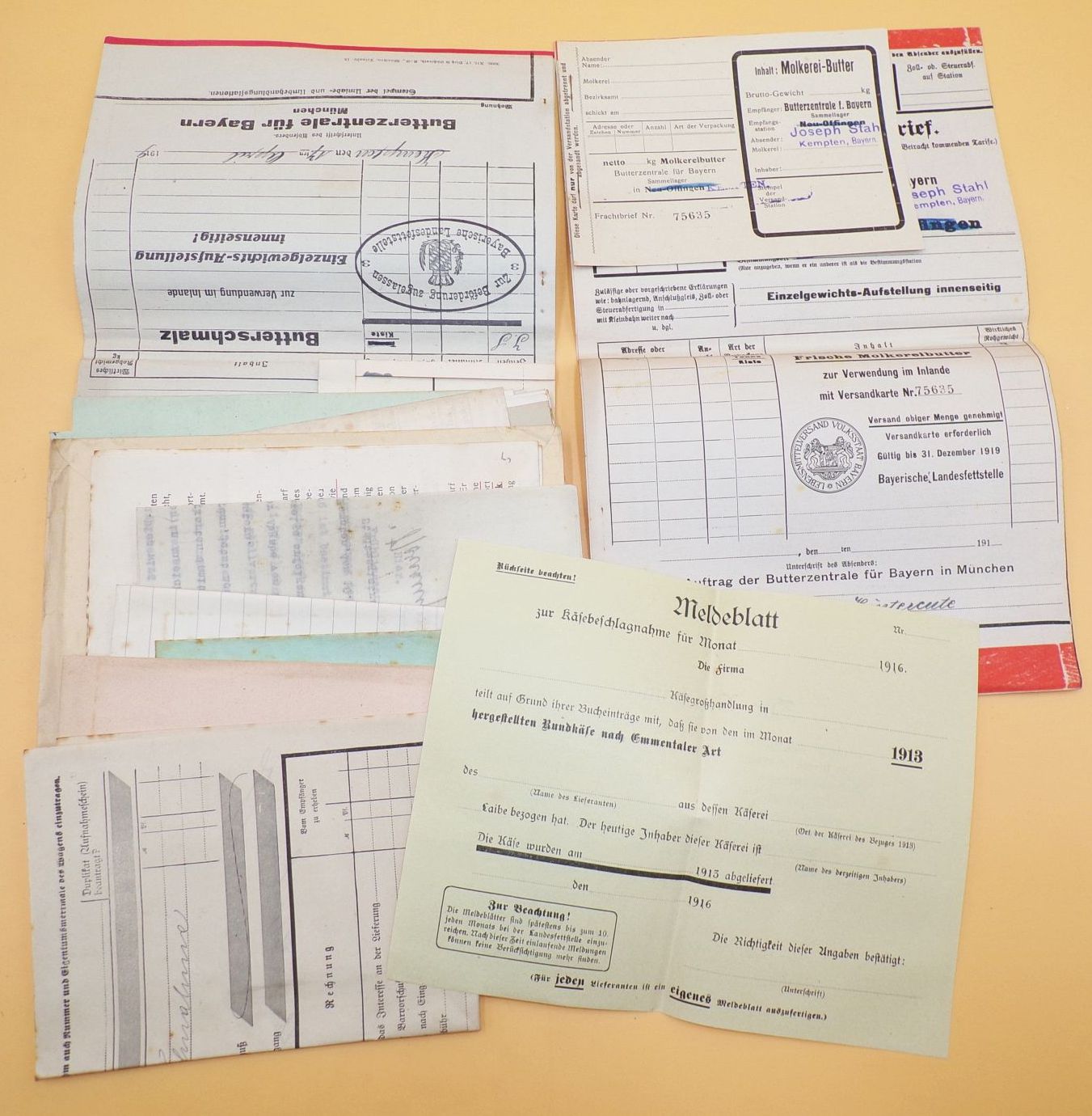 Konvolut Dokumente Milchwirtschaft Käse Versorgung 1 Wk Bayern