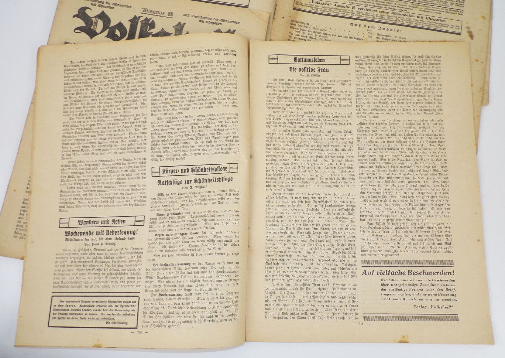 Volksheil 6 Stück Wochenschrift Gesundheit Reform Heilkunde Zeitung Medizin