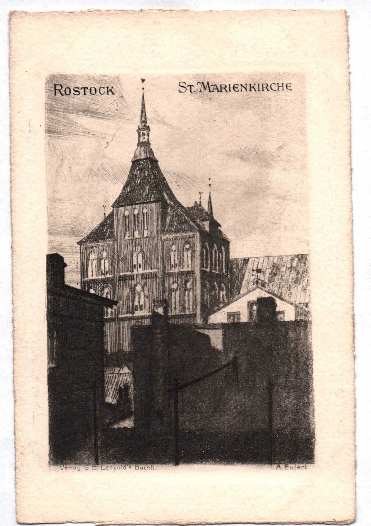 Ak Rostock St Marienkirche Verlag Leopold Handpressen Kupferdruck 