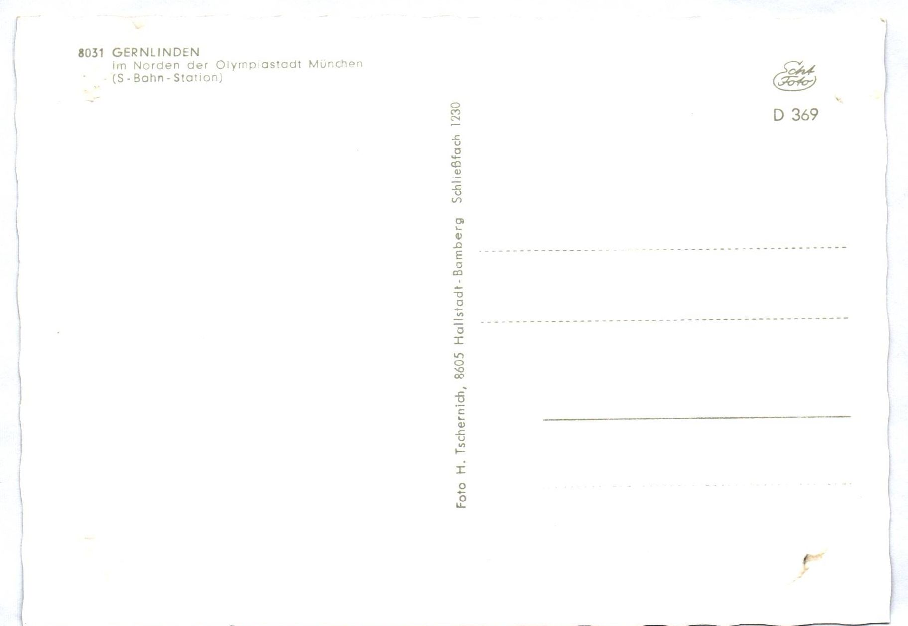 Ak Gernlinden im Norden der Olympiastadt München Bayern S Bahn Station Ak Gernlinden im Norden der Olympiastadt München Bayern S Bahn Station