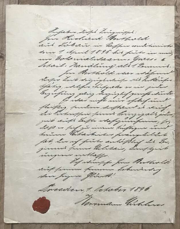 Alter Brief Oktober 1896 Dresden