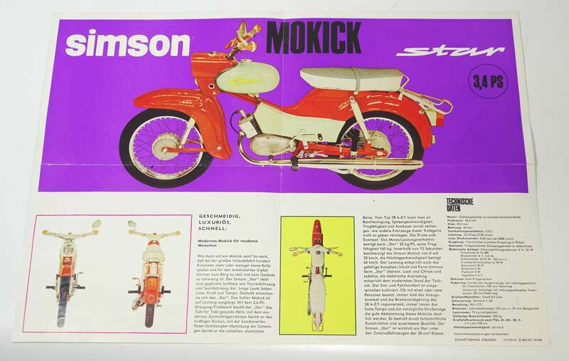Prospekt Simson Mokick Star DDR 1969