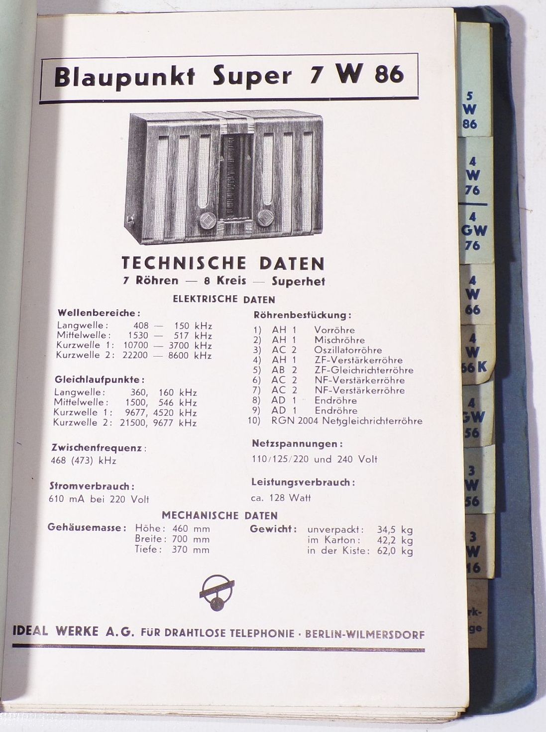 Blaupunkt Kundendienst Nr 2 Radio 1936 bis 1937 
