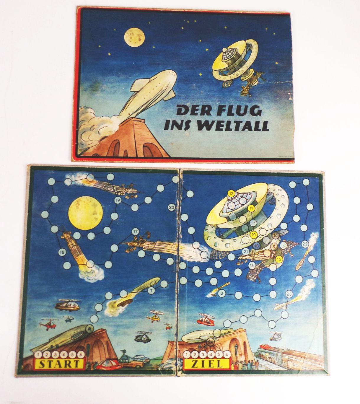 Der Flug ins Weltall Altes Brettspiel Würfelspiel 1956