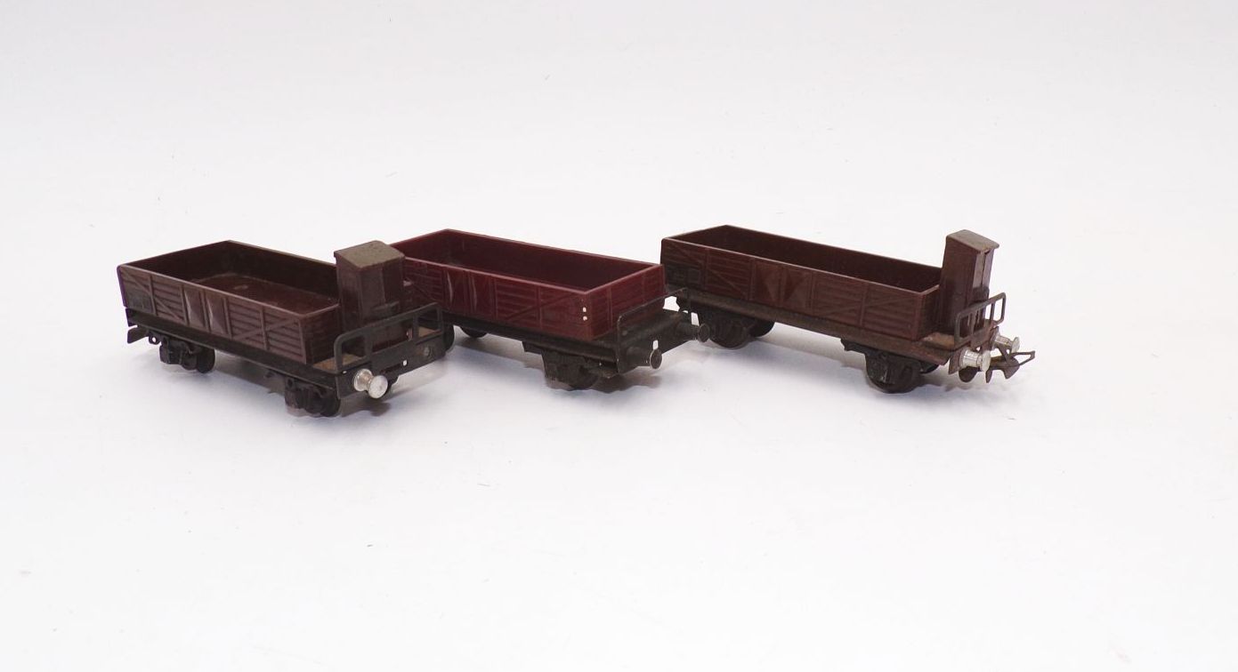 3 x Piko Güterwagen Uralt Bakelit Blech Spur H0 Mittelbordwagen